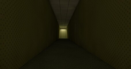 empty corridor 3d render liminal space