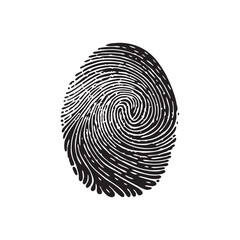 Fingerprint Icon, Finger Print Identity Symbol, Grunge Thumbprint Sign, Fingerprint, ID Vector Illustration