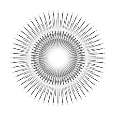 Vintage Sunburst, Black and White Sun Vector Icon, Bursting Sun Rays, Star Pictograph, Speed Lines