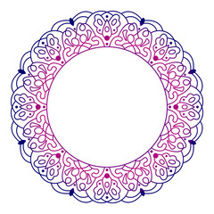 Circle frame in form of mandala. Pattern for Henna Mehndi or tattoo decoration. Decorative ornament in ethnic oriental style, vector illustration.