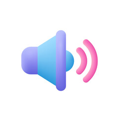 Volume sound control, loudspeaker. 3d vector icon. Cartoon minimal style.