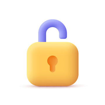 Padlock, lock. Security, safety, encryption, protection, privacy concept. 3d vector icon. Cartoon minimal style.