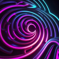 Obraz premium 3d neon spiral geometric background in the dark space. Abstract wallpaper