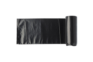 Naklejka premium Garbage Bag Roll Isolated. Trash Package, New Rolled Plastic Bin Bags, Black Polyethylene Waste Container