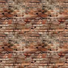 Seamless pattern of an old brick wall with cracks. Bricks background. Perfect for wallpaper, web backgrounds. Good quality for repeating design. Generative AI. Edited in photoshop.