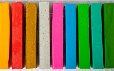 Plasticine Texture Background, Rainbow Modeling Clay Pieces, Modelling Material, Clay Dough, Plasticine