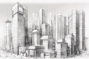 monochromatic cityscape created with Generative AI technology