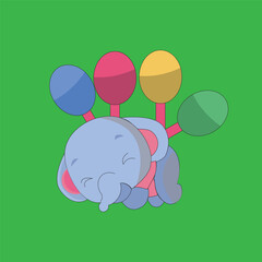 Cute elephant Sleeping mode from his trunk isolated cartoon animal illustration flat style