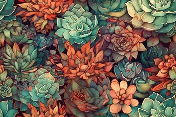 colorful arrangement of various types of succulent plants created with Generative AI technology
