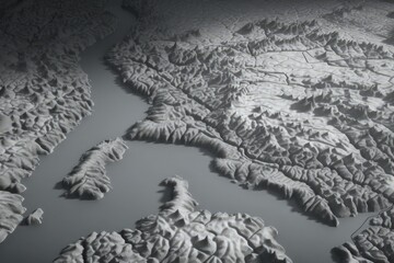 serene landscape featuring a winding river and lush greenery in monochrome created with Generative AI technology