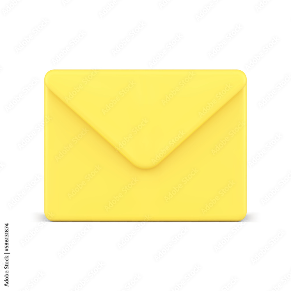 Poster mail envelope incoming message new letter notification yellow email information 3d icon vector