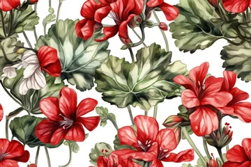  Illustration of red flowers painted in watercolor on a white background created with Generative AI technology © AkuAku