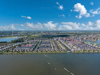 Poster Luftaufnahme mit dem Stadtteil Stad van de Zon in Heerhugowaard. Provinz Nordholland in den Niederlanden © Jürgen Wackenhut