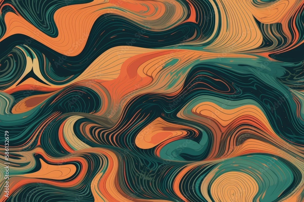 Poster colorful abstract background with wavy lines created with generative ai technology