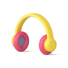 Headphones modern music listening accessory stereo sound acoustic equipment 3d icon realistic vector