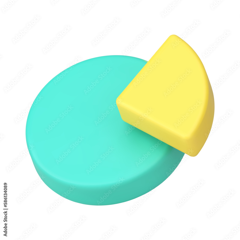 Poster chart pie with part segment business presentation financial analyzing 3d icon realistic vector