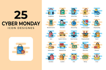 Cyber Monday icons, Related Objects and Elements. Vector Illustration Collection. creative Icons Set. stock illustration