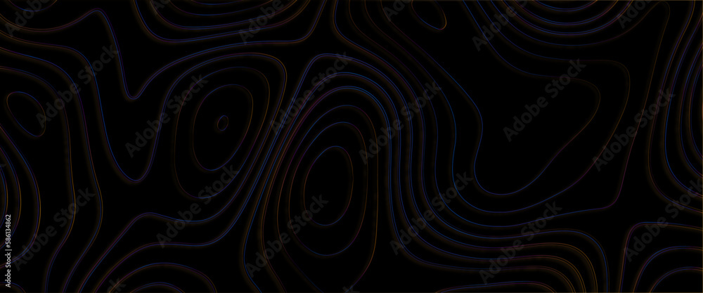 Poster luxury black abstract line art background vector. mountain topographic map background, map line of t