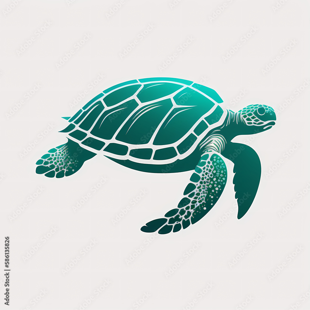 Sticker Sea Turtle Logo, Generative AI