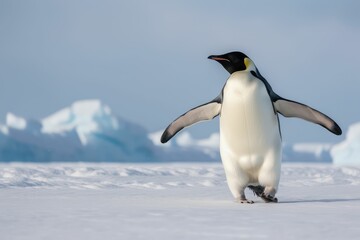 Naklejka na ściany i meble penguin on snow, generative AI