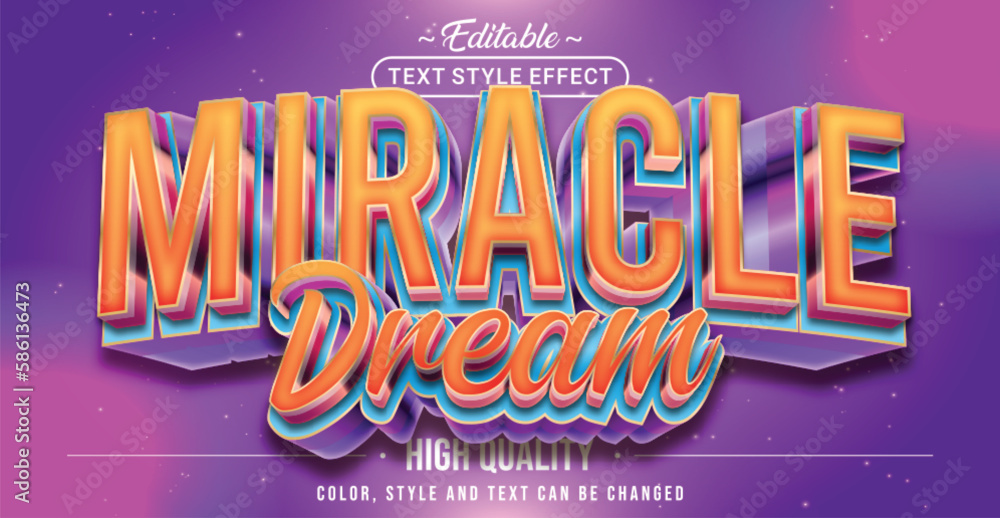 Poster editable text style effect - miracle dream text style theme.