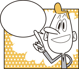 喋っている男性【漫画のコマ風】正方形