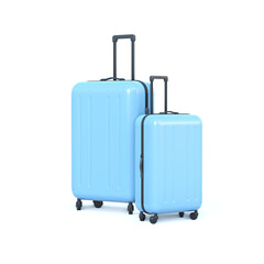 Travel set object. flat layer style. Mini luggage and alarm clock 3d rendering