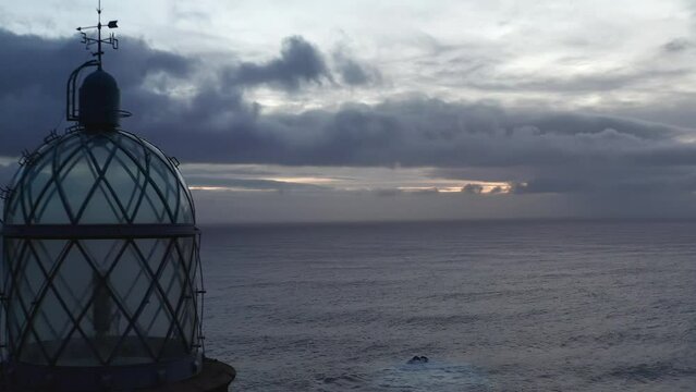 capelinhos lighthouse aerial view in faial island azores