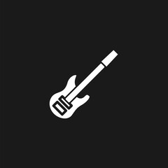Guitar icon isolated on black background from music collection