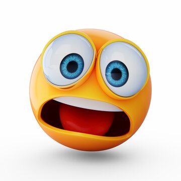 3D Rendering surprised emoji isolated on white background