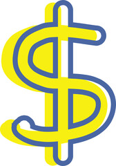 Symbols representing money, dollar bills