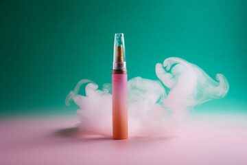 Studio shot of an electric cigarette vape with smoke cloud. Generative ai