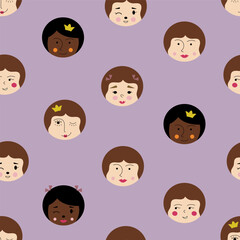 Feminine look, abstract personage, mascot design, funny face, cute icon.