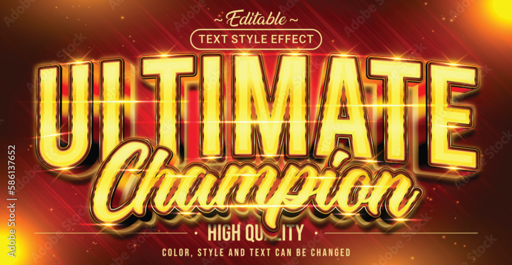 Poster Editable text style effect - Ultimate Champion text style theme.