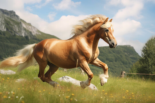 Beautiful Haflinger horse in the field