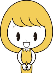 手を前で合わせて笑顔の女性