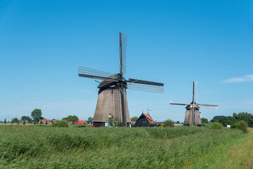 Plakat Windmühlen Strijkmolen in Oterleek. Provinz Nordholland in den Niederlanden