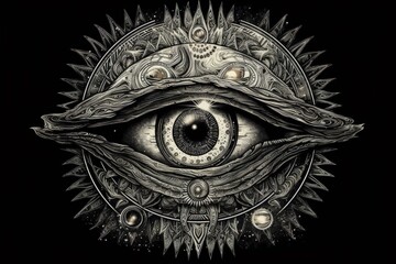 ominous all-seeing eye in a dark void created with Generative AI technology