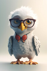 Adorable Anthropomorphic Eagle With Heart Patch And Glasses Smiling Happily Generative Ai Digital Illustration Part#280323
