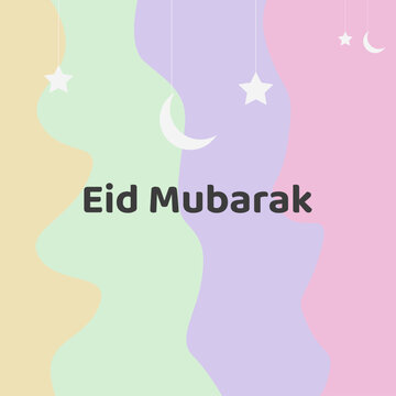 Eid al-Fitr poster design with a mix of pastel colors.