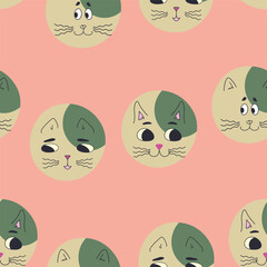 Funny cat face, abstract personage, mascot design, funny face, cute icon.