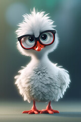 Adorable Anthropomorphic Crane With Heart Patch And Glasses Smiling Happily Generative Ai Digital Illustration Part#280323