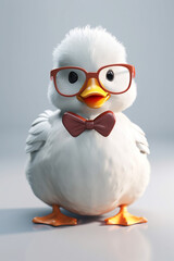Adorable Anthropomorphic duck With Heart Patch And Glasses Smiling Happily Generative Ai Digital Illustration Part#280323