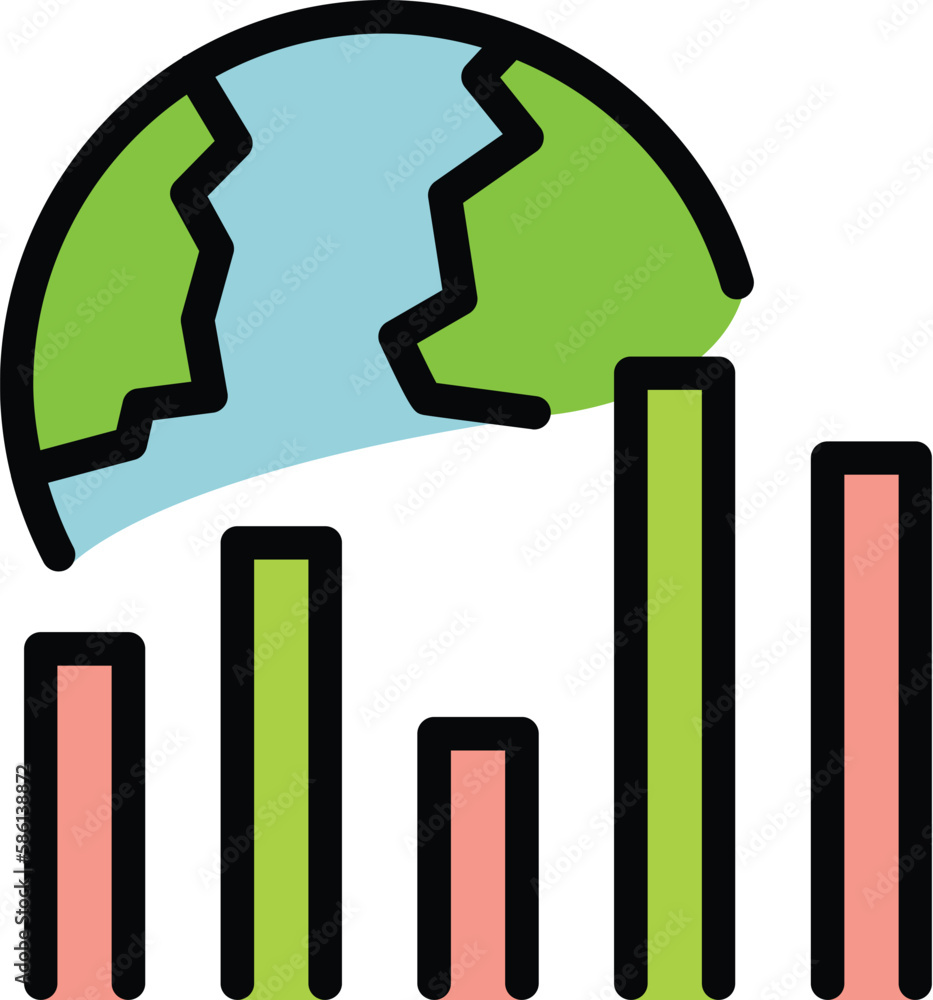 Poster global bitcoin chart icon. outline global bitcoin chart vector icon for web design isolated on white