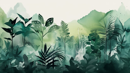 Minimalist Rainforest Watercolor