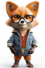Adorable Anthropomorphic Fox With Heart Patch And Glasses Smiling Happily Generative Ai Digital Illustration Part#280323