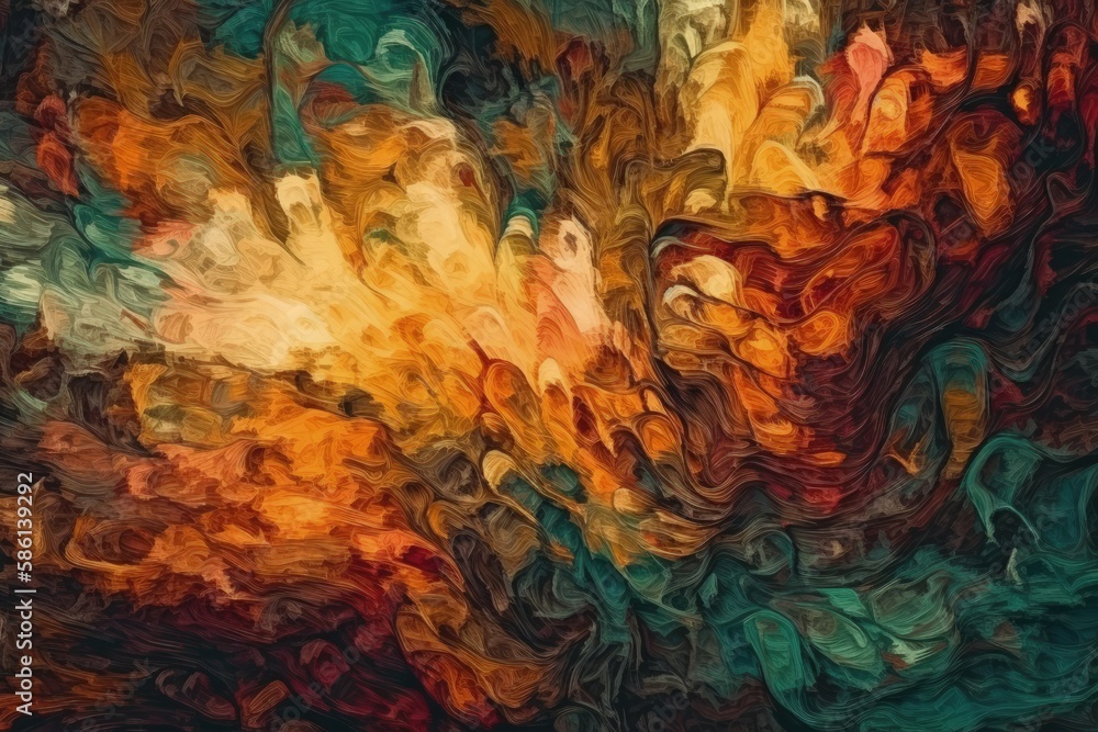 Poster vibrant and colorful abstract painting created with generative ai technology