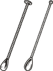 Bar spoons for bartending. Chromed metal muddler spoons or cocktail tool for barman or bartender.