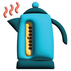 3D illustration kettle in hotel set
