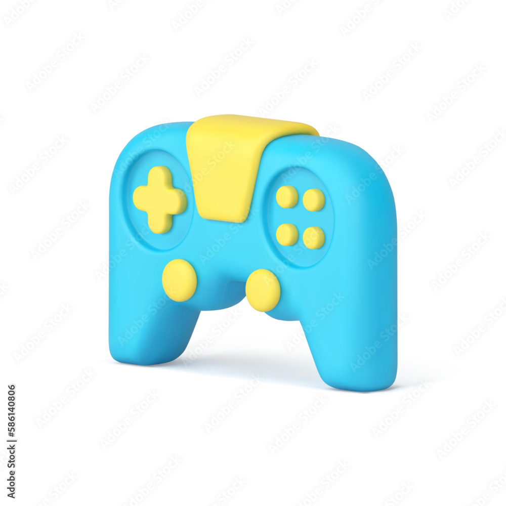 Aufkleber gamepad blue console for virtual game playing pad controller cyberspace entertainment 3d icon vector